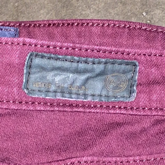 AG Adriano Goldschmied Size 28R The Stevie Ankle Slim Straight Leg Burgundy Jean - Picture 7 of 16